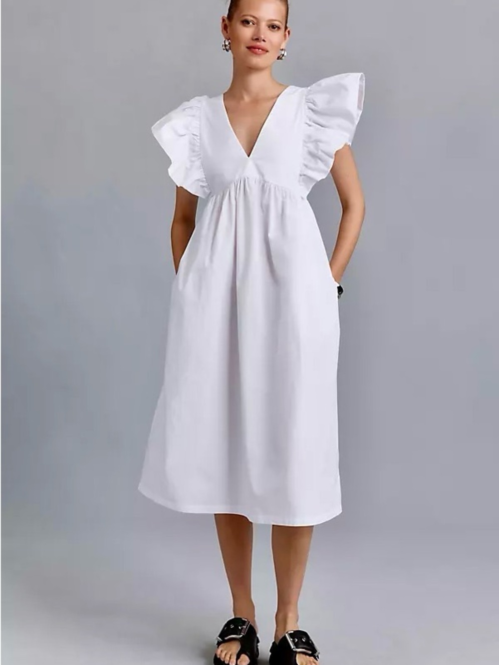 Anthropologie Maeve Flutter Sleeve Midi Dress